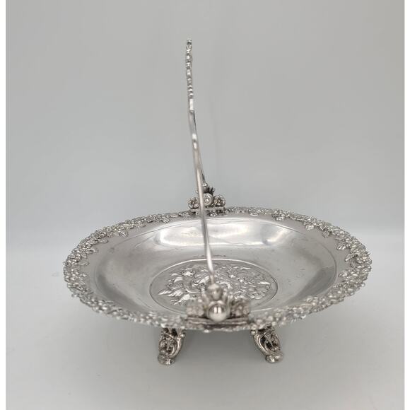 Antique Aurora Silver Plate Repousse 4-Foot Brides Basket Centerpiece 1869-1919 - Picture 5 of 10